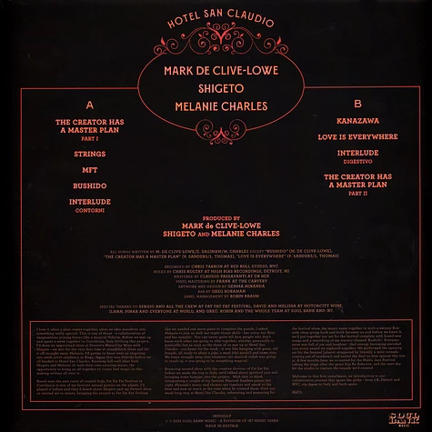 Mark De Clive-Lowe / Shigeto/Melanie Charles - Hotel San Claudio Black Vinyl Edition