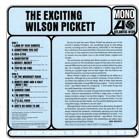 Wilson Pickett - The Exciting Wilson Pickett Crystal Clear Vinyl Edition