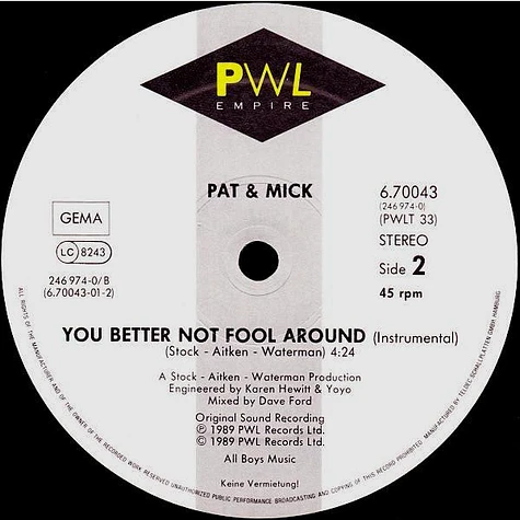 Pat & Mick - I Haven't Stopped Dancing Yet