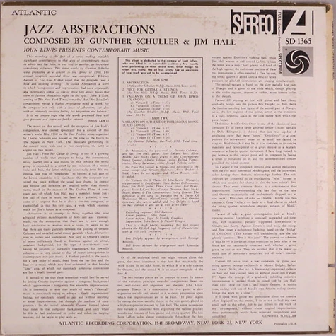 John Lewis , Gunther Schuller & Jim Hall - Jazz Abstractions (John Lewis Presents Contemporary Music)