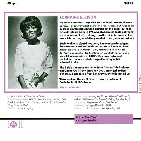 Lorraine Ellison - Have't I Been Good To You / I´M Gonna Cry Till My Tears Run Dry