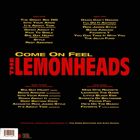 The Lemonheads - Come On Feel 30th Anniversary Red / Yellow Vinyl Edition