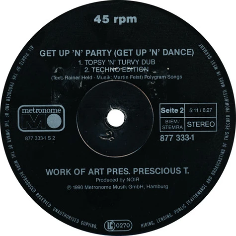 Work Of Art Pres. Prescious T. - Get Up 'N' Party (Get Up 'N' Dance)