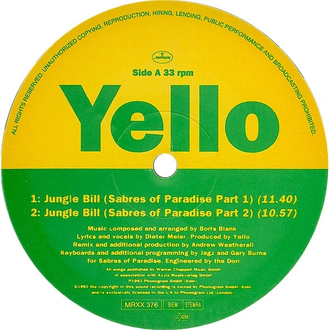 Yello - Jungle Bill (The Andrew Weatherall Mixes)