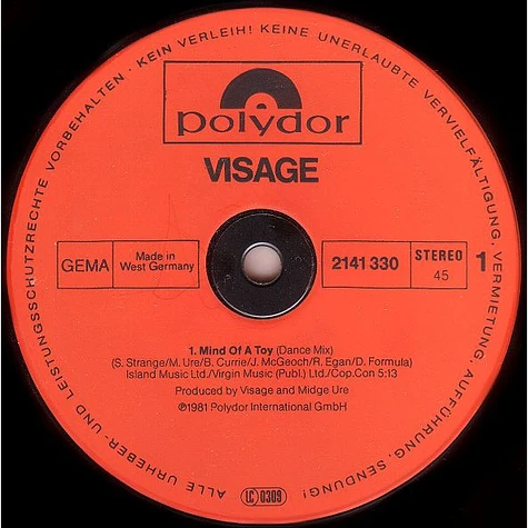 Visage - Mind Of A Toy