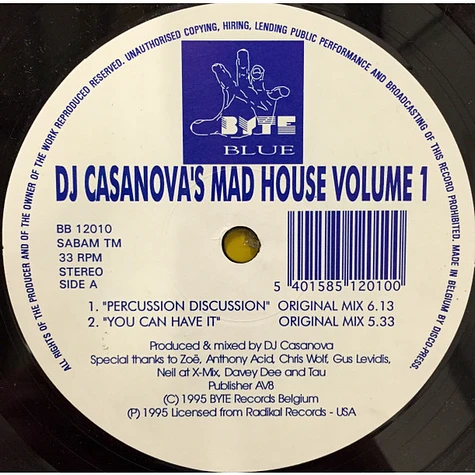 DJ Casanova - DJ Casanova's Mad House Volume 1