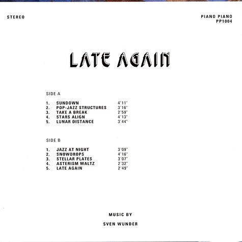 Sven Wunder - Late Again Black Vinyl Edition