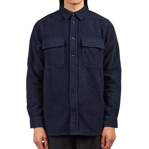 Norse Projects Silas Textured Cotton Wool Overshirt Dark Navy