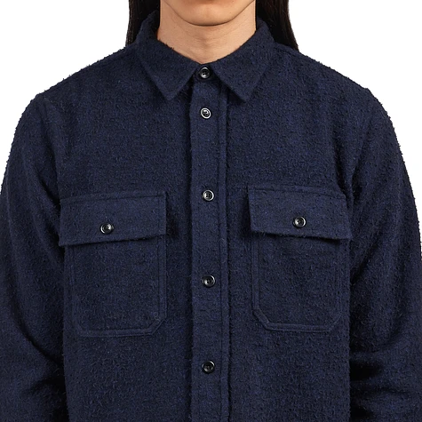 Norse Projects Silas Textured Cotton Wool Overshirt Dark Navy