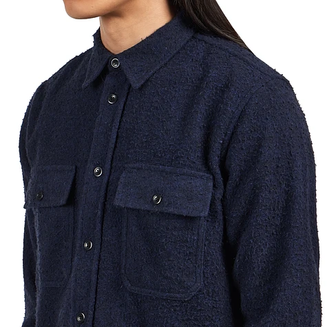 Norse Projects Silas Textured Cotton Wool Overshirt Dark Navy