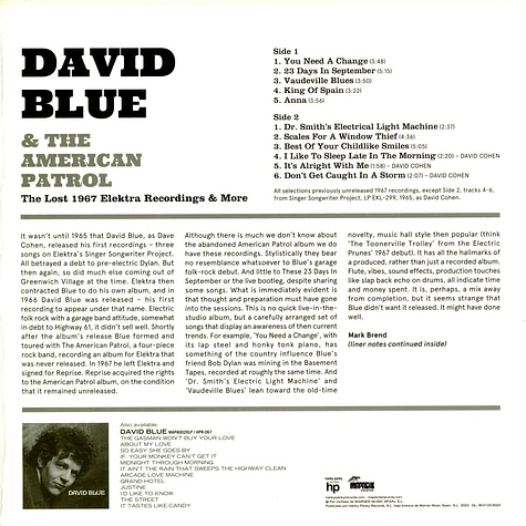 David Blue & The American Patrol - The Lost 1967 Elektra Recordings & More