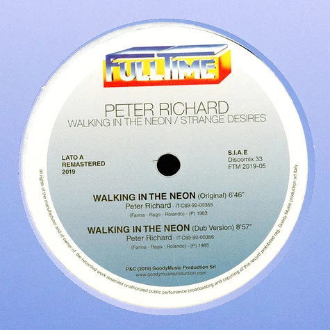 Peter Richard - Walking In The Neon / Strange Desires Black Vinyl Edition