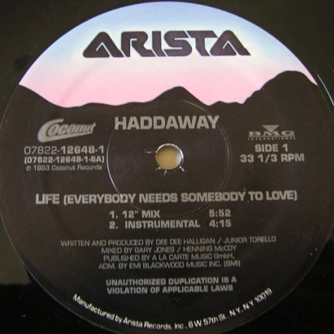 Haddaway - Life (Everybody Needs Somebody To Love)