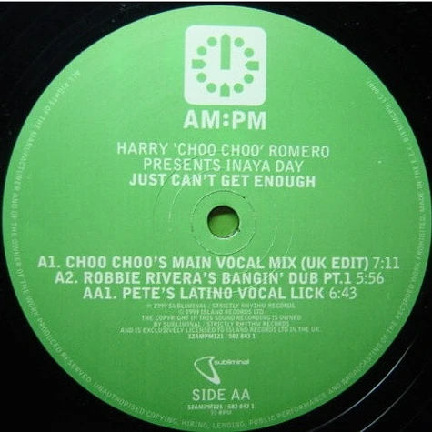 Harry "Choo Choo" Romero Presents Inaya Day - Just Can't Get Enough (Original / Pete Heller / Robbie Rivera Mixes)