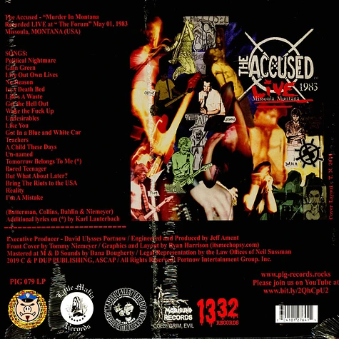 Accused - Murder In Montana - Live Clear Vinyl Edition