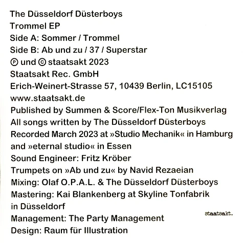 The Düsseldorf Düsterboys - Trommel EP Black Vinyl Edition