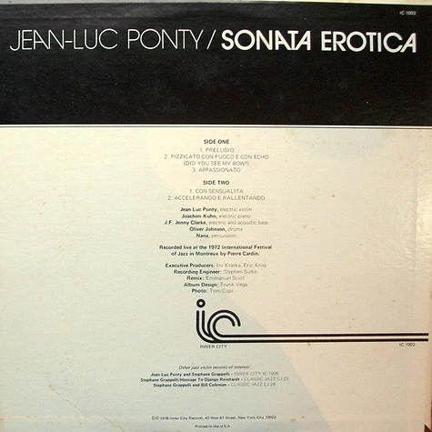 Jean-Luc Ponty - Sonata Erotica / Live At Montreux