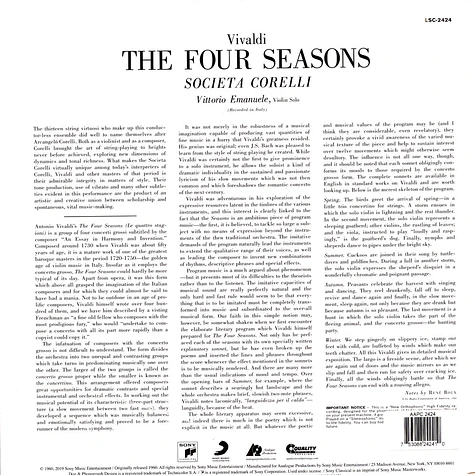 Societa Corelli - Vivaldi: The Four Seasons