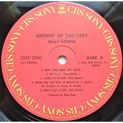 Billy Rankin - Growin' Up Too Fast