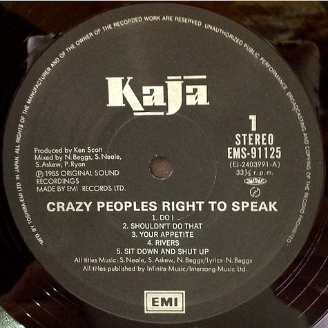 Kaja - Crazy Peoples Right To Speak