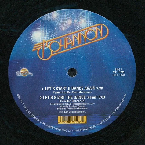 Hamilton Bohannon - Let's Start II Dance Again / Let's Start The Dance (Remix) / Let's Start The Dance III