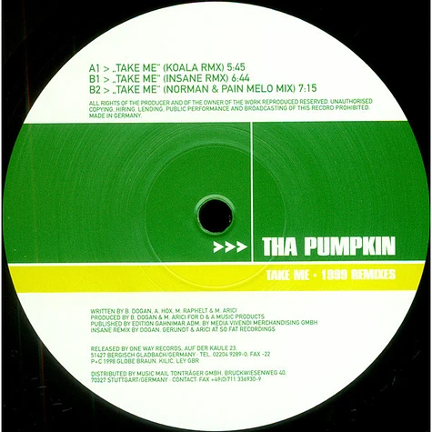 Tha Pumpkin - Take Me - 1999 Remixes