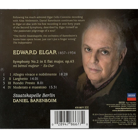 Sir Edward Elgar - Staatskapelle Berlin, Daniel Barenboim - Symphony No.2
