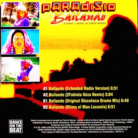 Paradisio - Bailando Black Vinyl Edition