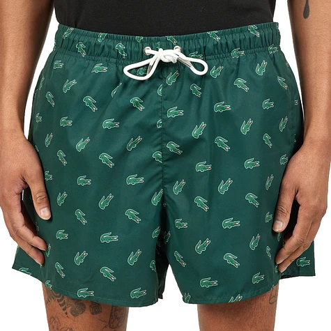 Lacoste - Crocodile Print Swim Trunks