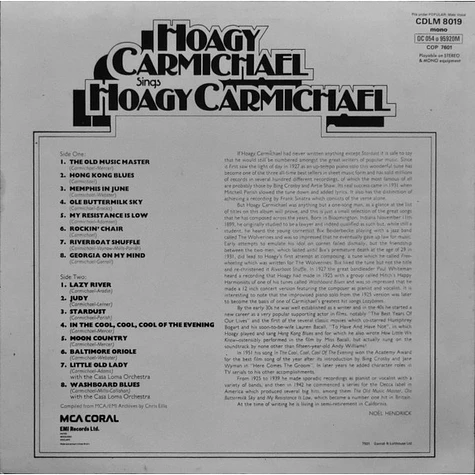 Hoagy Carmichael - Hoagy Carmichael Sings Hoagy Carmichael