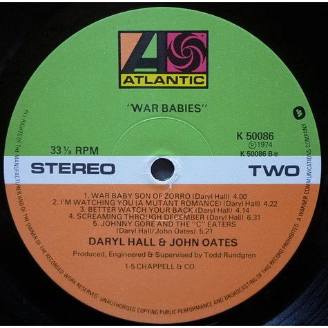 Daryl Hall & John Oates - War Babies