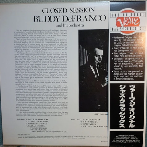Buddy DeFranco And His Orchestra - Closed Session