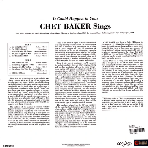 Chet Baker - It Could Happen To You Blue Marble Vinyl Edition