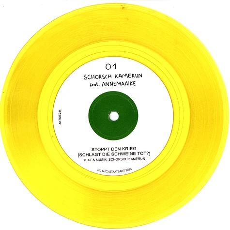 Schorsch Kamerun - Stoppt Den Krieg Feat. Annemaaike HHV Exclusive Yellow Vinyl Edition