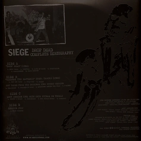 Siege - Drop Dead - Complete Discography Black Vinyl Edition