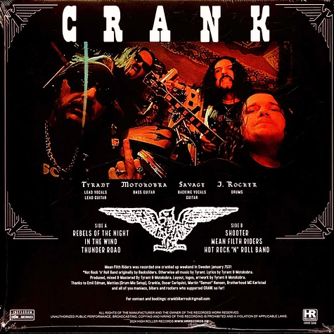 Crank - Mean Filth Riders Black Vinyl Edition