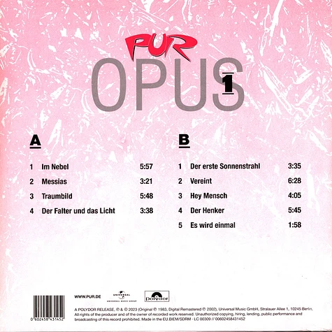 Pur - Opus 1 Colored Vinyl Edition