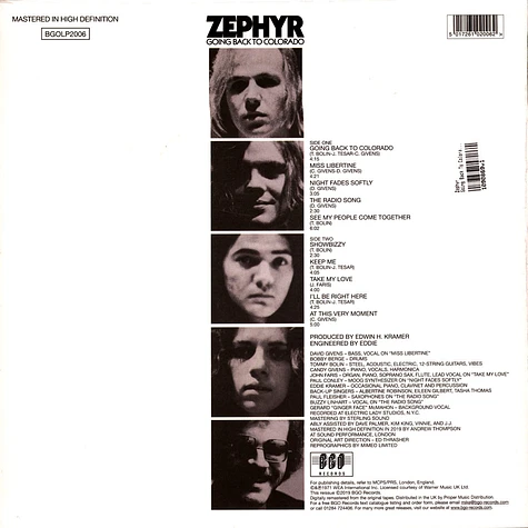 Zephyr - Going Back To Colorado Black Vinyl Edition