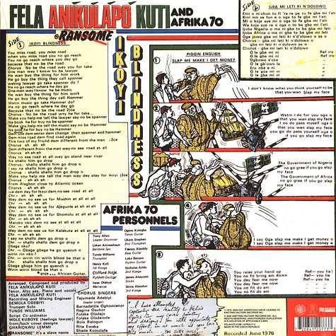 Fela Kuti - Ikoyi Blindness White Vinyl Edition