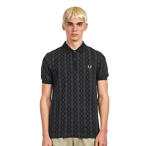 Fred Perry Cable Print FP Polo Shirt Anchor Grey HHV