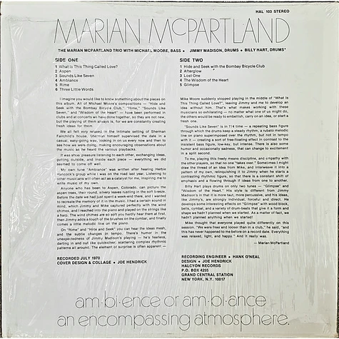 Marian McPartland Trio - Ambiance