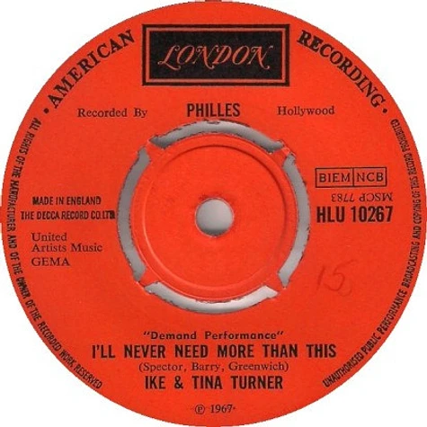 Ike & Tina Turner - I'll Never Need More Than This / A Love Like Yours (Don't Come Knocking Every Day)