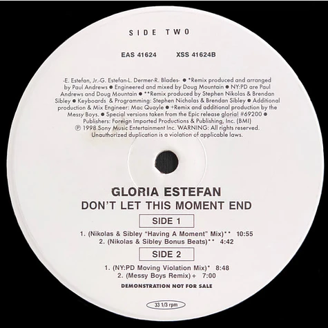 Gloria Estefan - Don't Let This Moment End