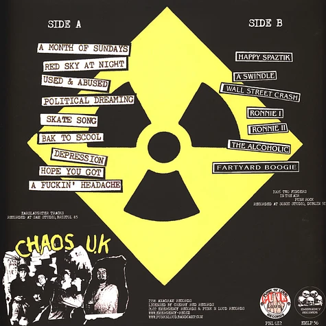 Chaos U.K. - Earslaughter / 100% Two Fingers In The Air Punk Rock Splattered Vinyl Edition