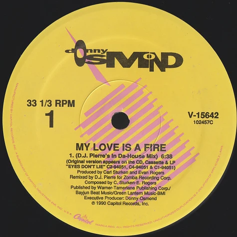 Donny Osmond - My Love Is A Fire (DJ Pierre Remixes)