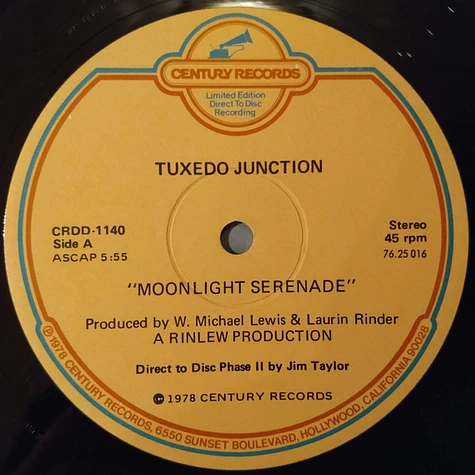 Tuxedo Junction - Moonlight Serenade / Rainy Night In Rio (Direct Disc Phase II)