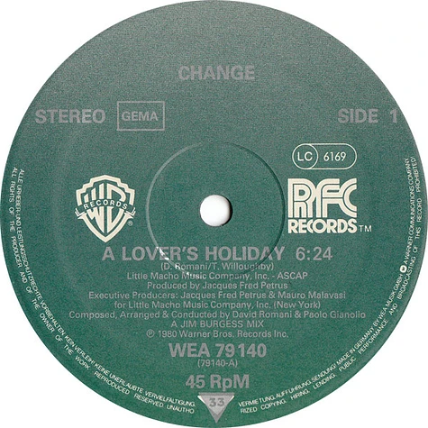 Change - A Lover's Holiday / The End