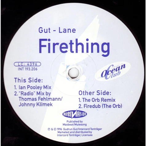 Gudrun Gut - Anita Lane - Firething (Mixes For The Ocean Club)