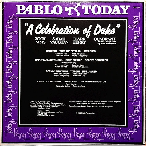 Zoot Sims, Sarah Vaughan, Clark Terry, Quadrant - A Celebration Of Duke