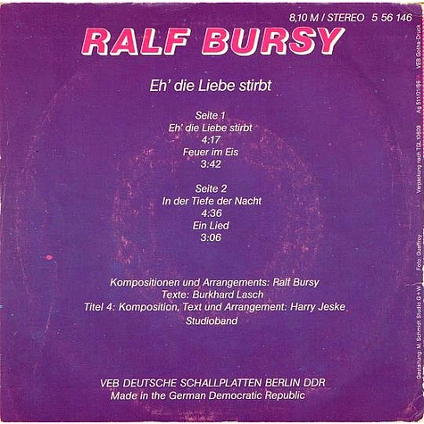 Ralf Bursy - Eh' Die Liebe Stirbt